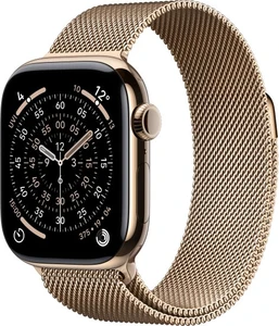 שעון חכם אפל Apple Watch 42mm Series 11 GPS + Cellular Gold Titanium Gold Milanese Loop יבואן רשמי -מקט MF8Y4ZR/A