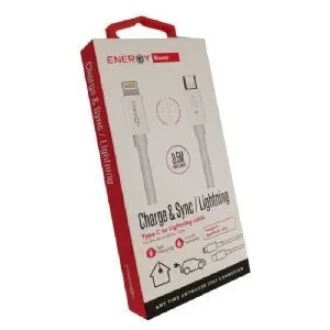 כבל ENERGY Data Cable 0.5M C to Lightning לבן.