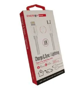 כבל ENERGY Data Cable 0.5M C to Lightning לבן.